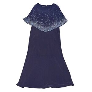 Oleg Cassini Women's Formal Embellished Cape Dress Charcoal Size 16W Mother Of